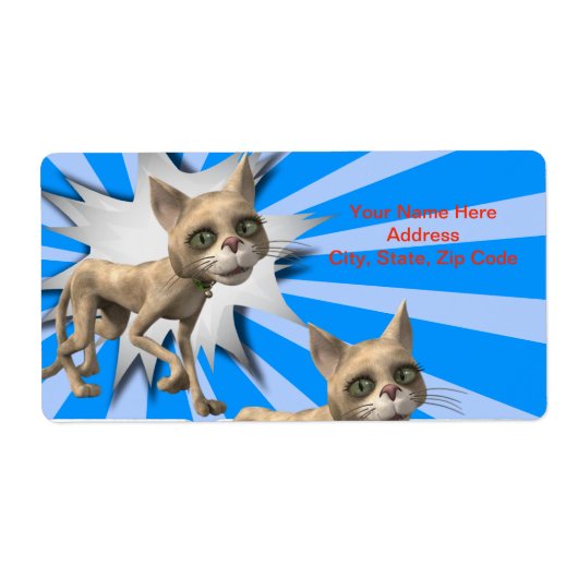 Étiquettes gris bleu chat (Devant)