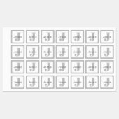 Étiquettes Gris et blanc | Nom et monogramme étanche (Feuille)