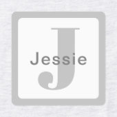 Étiquettes Gris et blanc | Nom et monogramme étanche (Design 1)