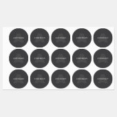 Étiquettes Gris foncé Rétro Moderne Monogramme Nom (Feuille)