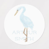 Étiquettes Grue bleue à l'aquarelle (Design 2)