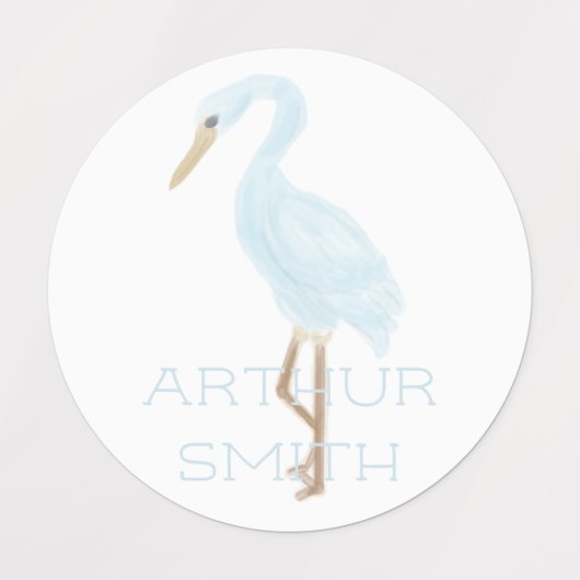 Étiquettes Grue bleue à l'aquarelle (Design 1)