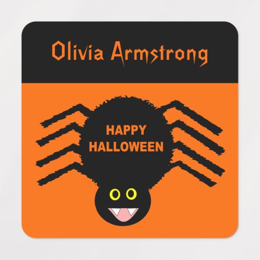 Étiquettes Halloween Black Spider Custom Kids (Design 1)