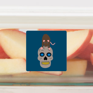 Étiquettes Halloween gothique du crâne et du rat