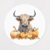 Étiquettes Halloween Highland Cow automne (Design 1)