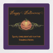 Étiquettes Halloween Jack-o-lanterne effrayant | Violet (Design 2)