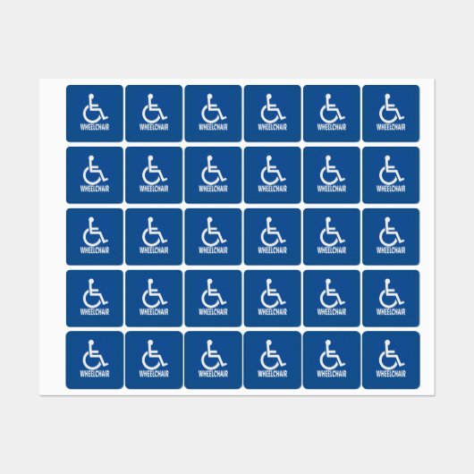 Étiquettes Handicapped Wheelchair (Feuille)