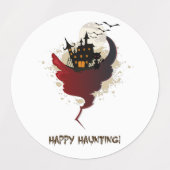 Étiquettes Happy Halloween Haunted Maison Chat noir (Design 1)