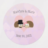 Étiquettes Hedegehogs en amour hérisson mariage (Design 1)