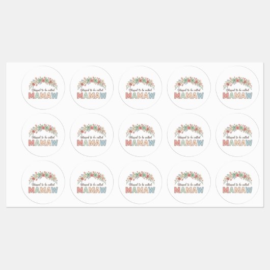 Étiquettes Heureuse d'être appelée Mamaw (Feuille)
