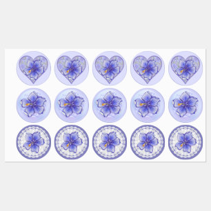 Étiquettes Hibiscus & dentelle BLEU