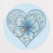 Étiquettes Hibiscus & dentelle TURQUOISE (Design 1)