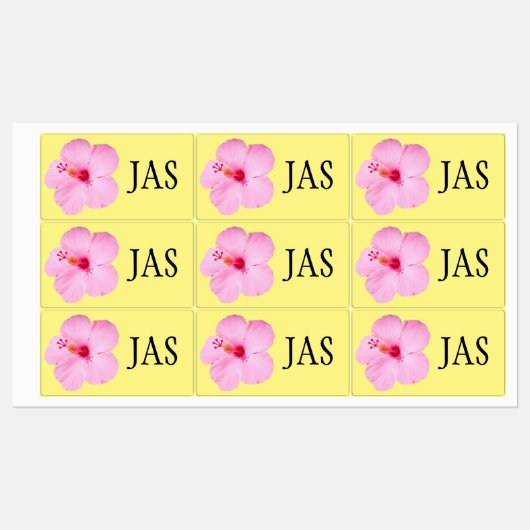 Étiquettes Hibiscus rose Fleur tropicale (Feuille)