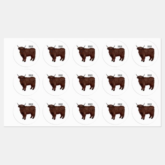 Étiquettes Highland cow (Feuille)