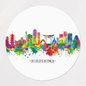 Étiquettes Hiroshima Japan Skyline (Design 2)