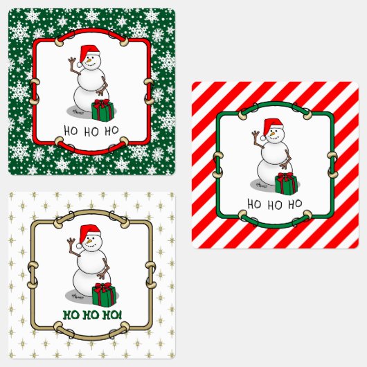 Étiquettes Ho Ho Joyeux Noël Père Noël mignonne Snowman (Groupe)