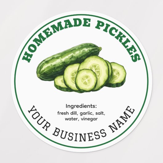Étiquettes Homemade Cucumber Dill Pickles Product Label (Design 1)