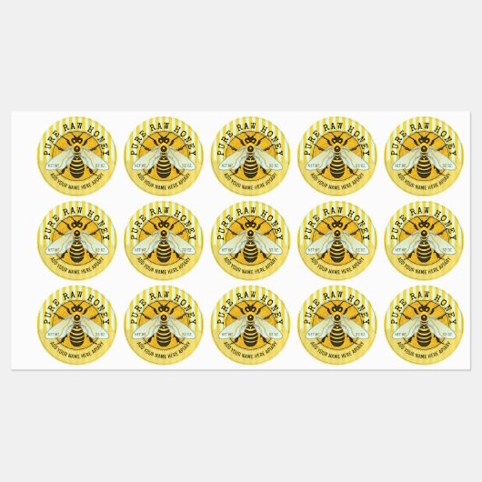 Étiquettes Honey Jar Honeybee Honeycomb Bee Apière Affaires (Feuille)