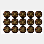 Étiquettes Horloge Steampunk avec des engrenages anciens (Feuille)