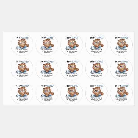 Étiquettes I’m Not Clumsy,  The Floor Hates Me,  (Feuille)