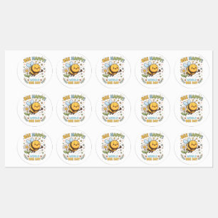 Étiquettes Illustration adorable "Bee Happy!" pour la Journée