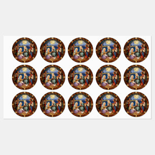 Étiquettes Illustration colorée de la Nativité de Noël,