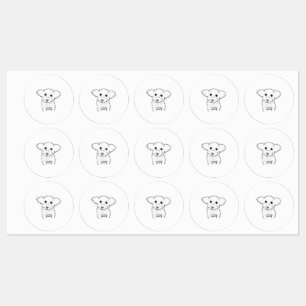 Étiquettes Illustration de chien blanc mignon dessiné à la ma