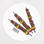 Étiquettes Illustration de dessin animé Kebab ou kabob (Design 2)