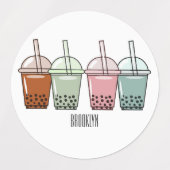 Étiquettes Illustration de dessin animé pour le thé de bulle (Design 1)