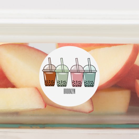 Étiquettes Illustration de dessin animé pour le thé de bulle (Apposé)