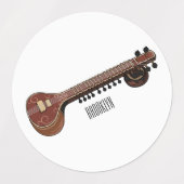 Étiquettes Illustration de dessin de Sitar (Design 2)