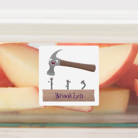 Étiquettes Illustration de dessin mignon, marteau et ongles (Apposé)