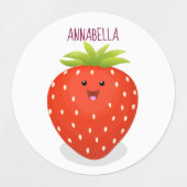 Étiquettes Illustration de la fraise Cute kawaii (Design 1)