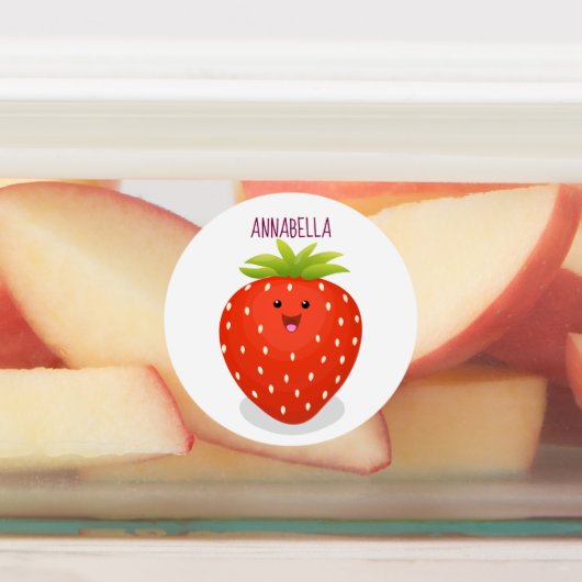 Étiquettes Illustration de la fraise Cute kawaii (Apposé)