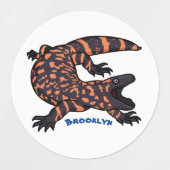 Étiquettes Illustration de lézard géant affamé (Design 1)