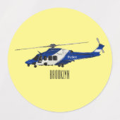 Étiquettes Illustration de l'hélicoptère de police (Design 2)