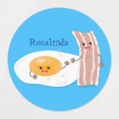 Étiquettes Illustration de l'oeuf de Cute kawaii et du bacon (Design 2)