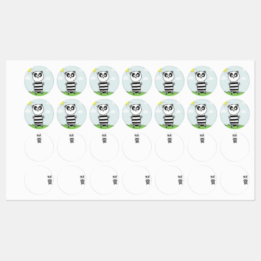 Étiquettes Illustration de Panda Mignon (Feuille)