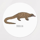 Étiquettes Illustration de pangolin à queue longue (Design 1)