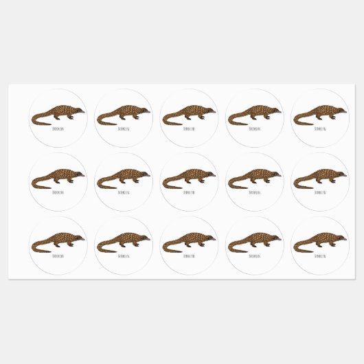 Étiquettes Illustration de pangolin à queue longue (Feuille)