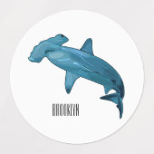 Étiquettes Illustration de requin marteau (Design 2)