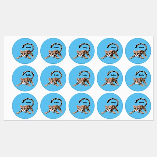 Étiquettes Illustration d'ocelot mignon (Feuille)