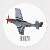 Étiquettes Illustration d'un avion de chasse-bombardier (Design 2)