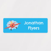 Étiquettes Illustration d'un avion rouge volant mignon (Design 1)