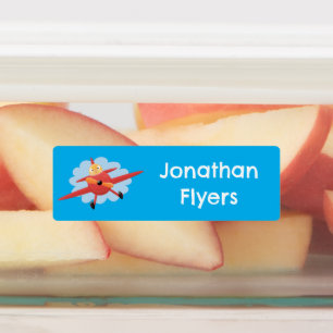 Étiquettes Illustration d'un avion rouge volant mignon