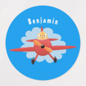 Étiquettes Illustration d'un avion rouge volant mignon (Design 2)