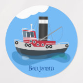 Étiquettes Illustration d'un bateau à chalutier mignon (Design 2)