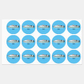 Étiquettes Illustration d'un bateau à moteur (Feuille)