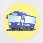 Étiquettes Illustration d'un bus moderne bleu mignon (Design 2)