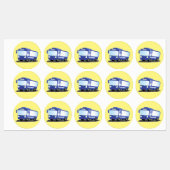 Étiquettes Illustration d'un bus moderne bleu mignon (Feuille)
